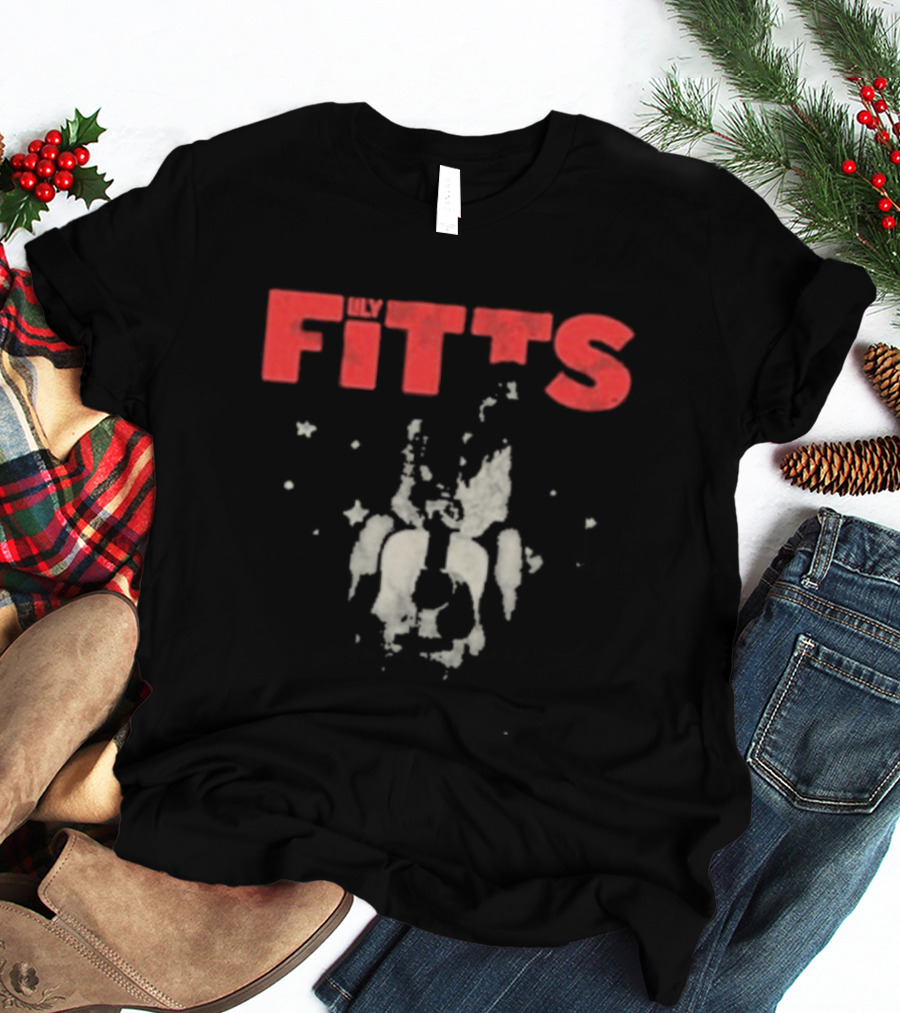 Lily Fitts Red Text With Abstract White Splash T-Shirt