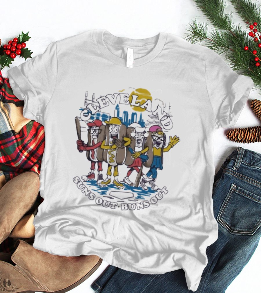 Cleveland Suns Out Buns Out Hotdog Race Cityscape T-Shirt