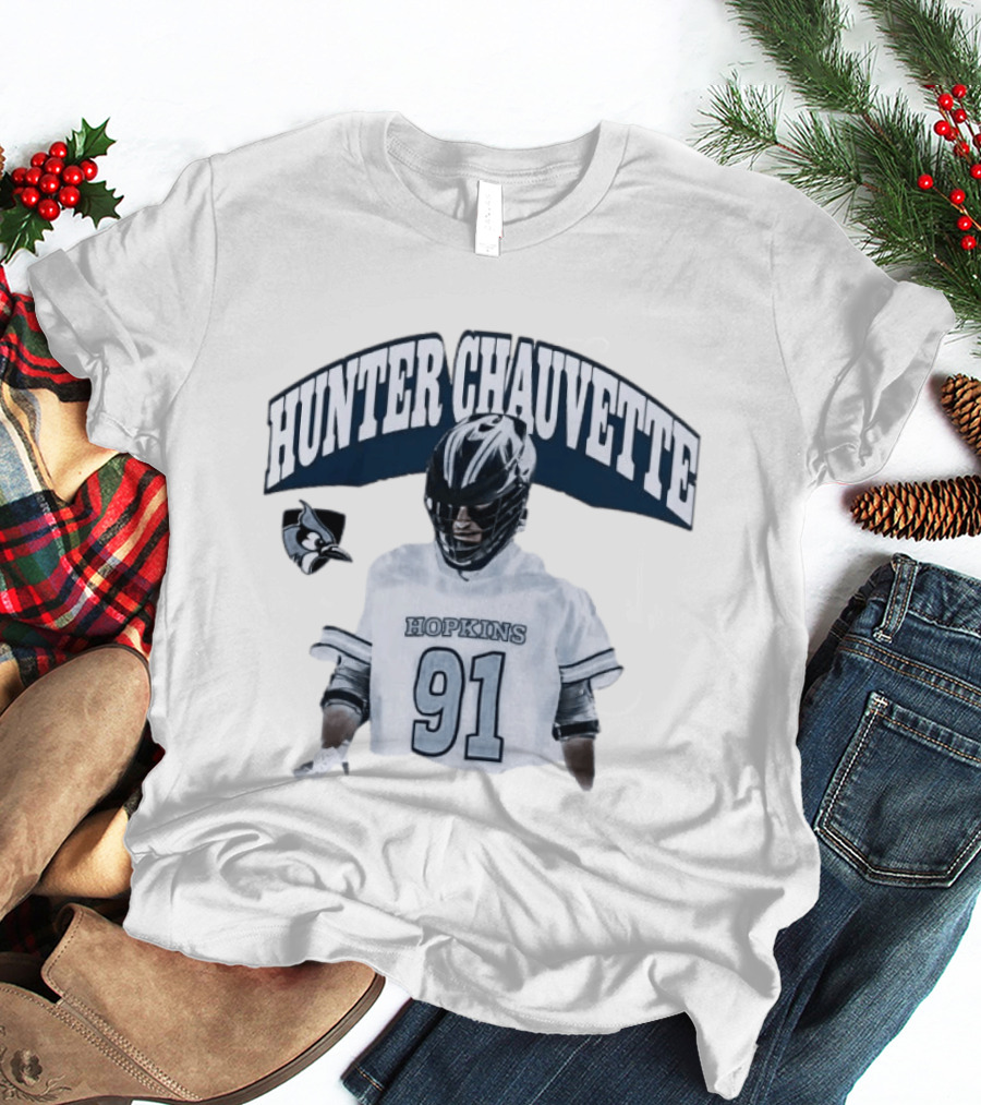 Hopkins Blue Jays Hunter Chauvette 91 Jersey T-Shirt