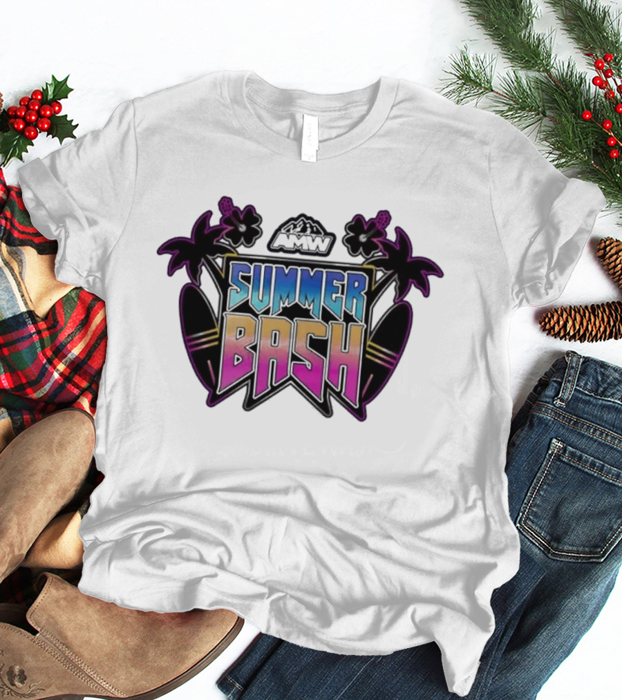 AMW Summer Bash Tropical Vibes With Palm Trees And Surfboards T-Shirt