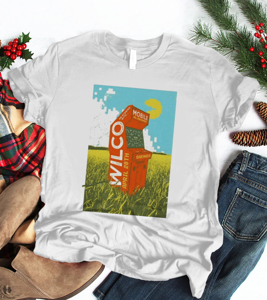 Wilco Saenger Mobile Alabama April 28th Arcade Retro Concert T-Shirt