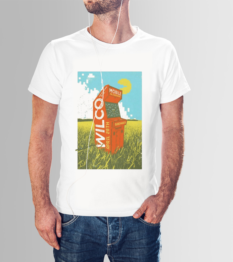 Wilco Saenger Mobile Alabama April 28th Arcade Retro Concert T-Shirt