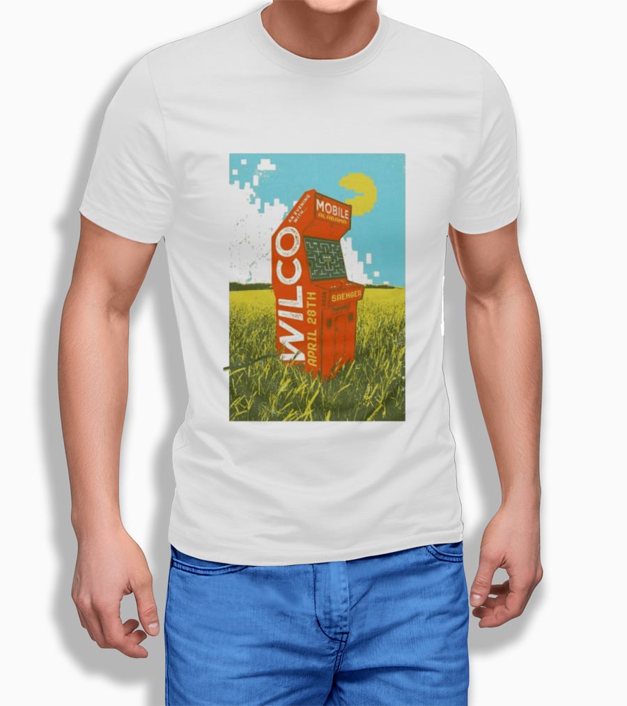 Wilco Saenger Mobile Alabama April 28th Arcade Retro Concert T-Shirt