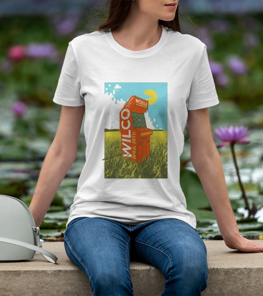 Wilco Saenger Mobile Alabama April 28th Arcade Retro Concert T-Shirt