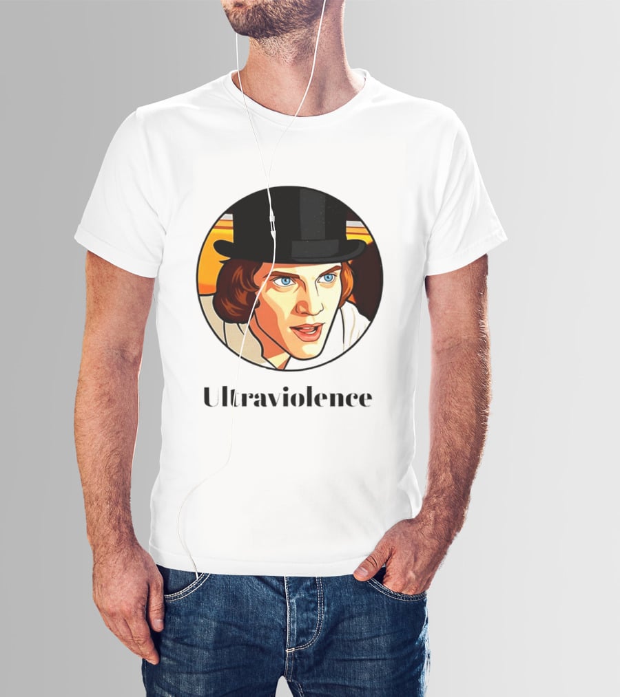 Alex DeLarge Ultraviolence Portrait Work Orange T-Shirt