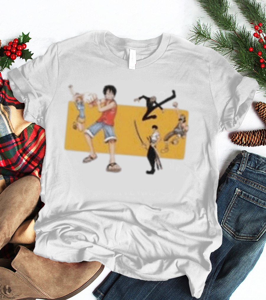 One Piece Classic Anime Characters In Action Pose T-Shirt