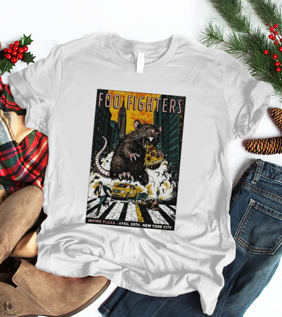 Foo Fighters NYC Irving Plaza April 30 2026 Giant Pizza Rat T-Shirt