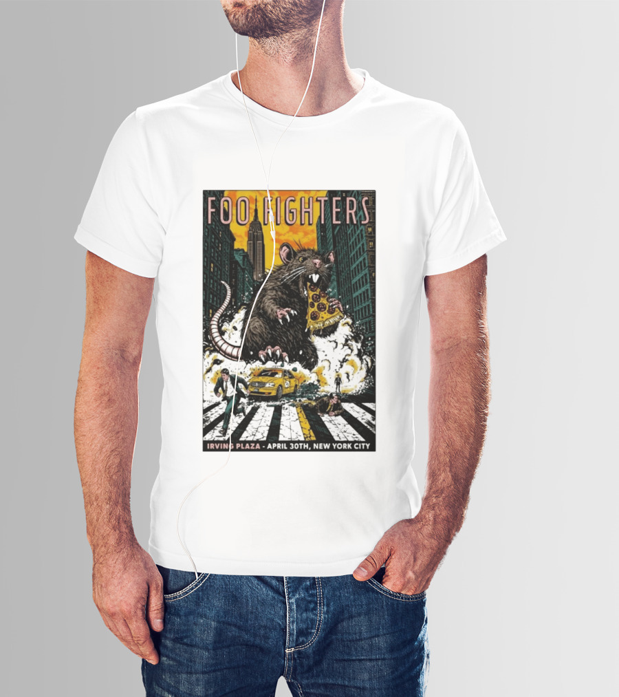 Foo Fighters NYC Irving Plaza April 30 2026 Giant Pizza Rat T-Shirt