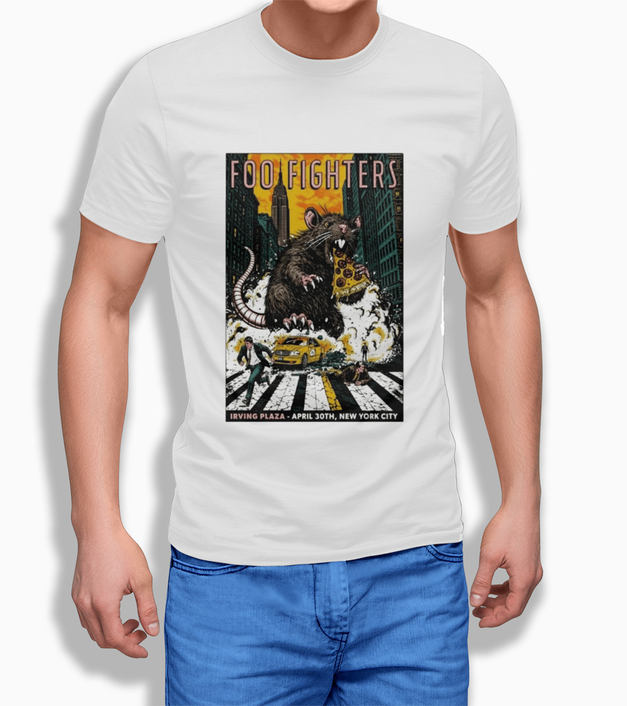 Foo Fighters NYC Irving Plaza April 30 2026 Giant Pizza Rat T-Shirt