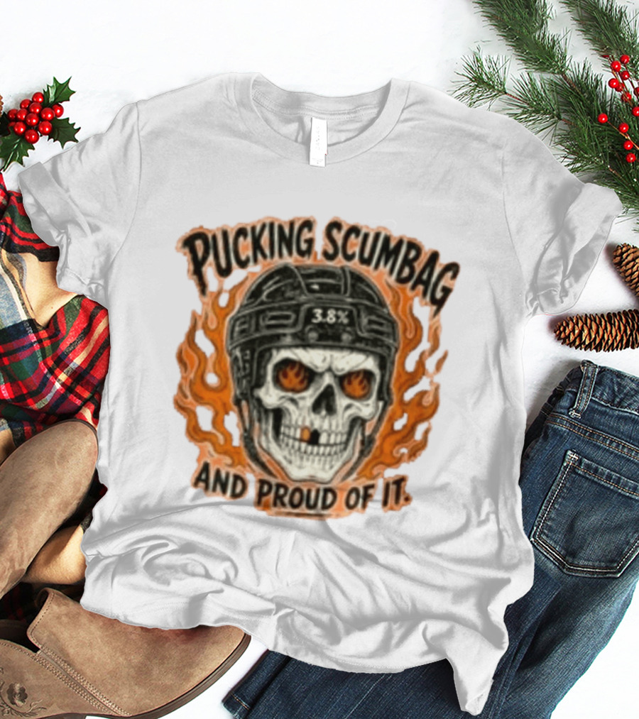 Pucking Scumbag Skull Helmet Flames Proud 38% T-Shirt