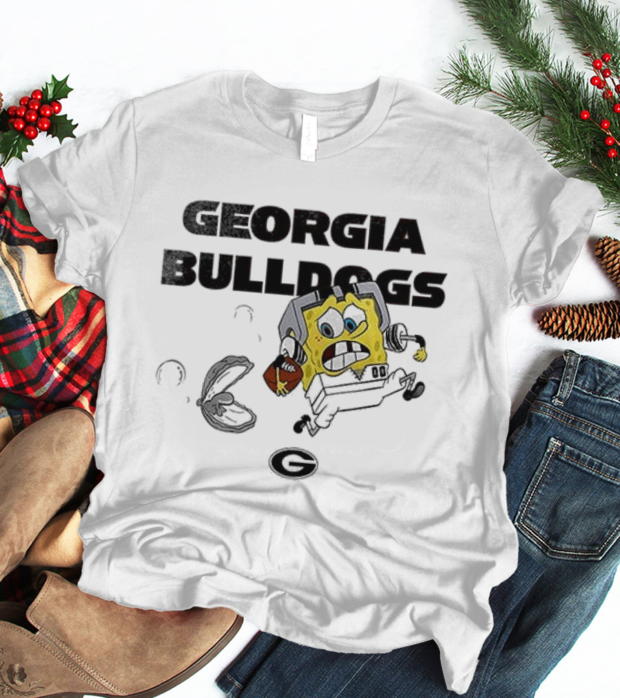 Georgia Bulldogs SquarePants Running October Baseball Fly The W T-Shirt