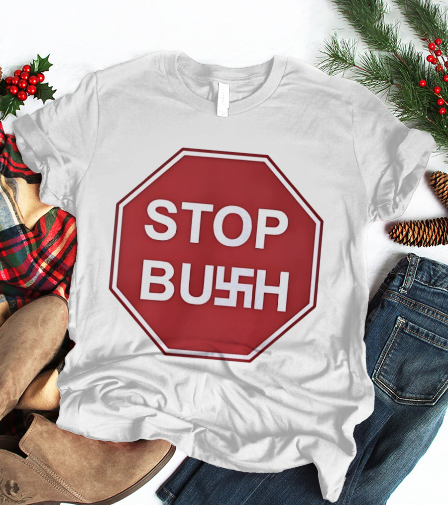 STOP BUSH Swastika Sign Octagon T-Shirt