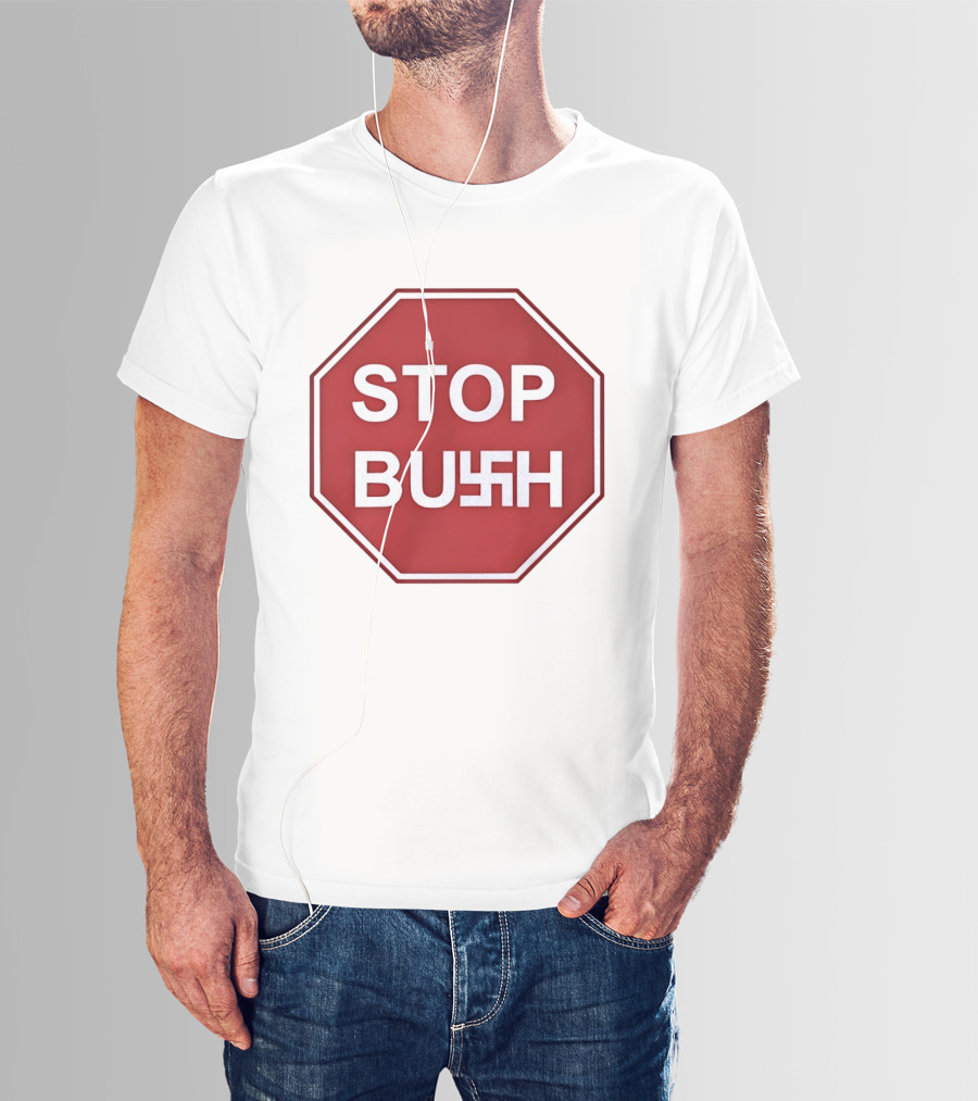 STOP BUSH Swastika Sign Octagon T-Shirt