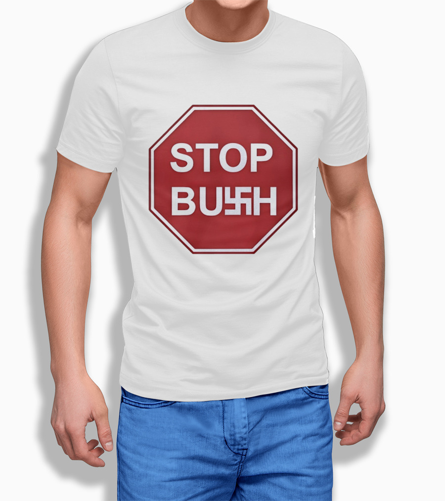 STOP BUSH Swastika Sign Octagon T-Shirt