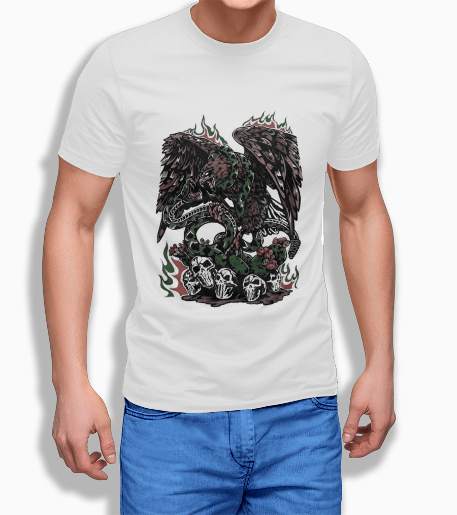 Warren Lotas Mexico Eagle Snake Cactus Flames T-Shirt