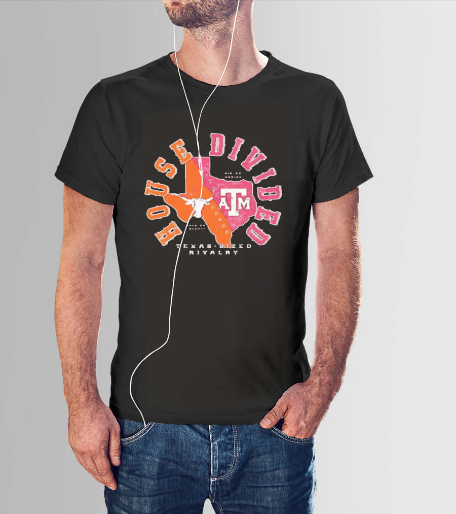 Texas A&M Vs Texas House Divided State Rivalry Gig Em Aggies Hoon Em Horn T-Shirt