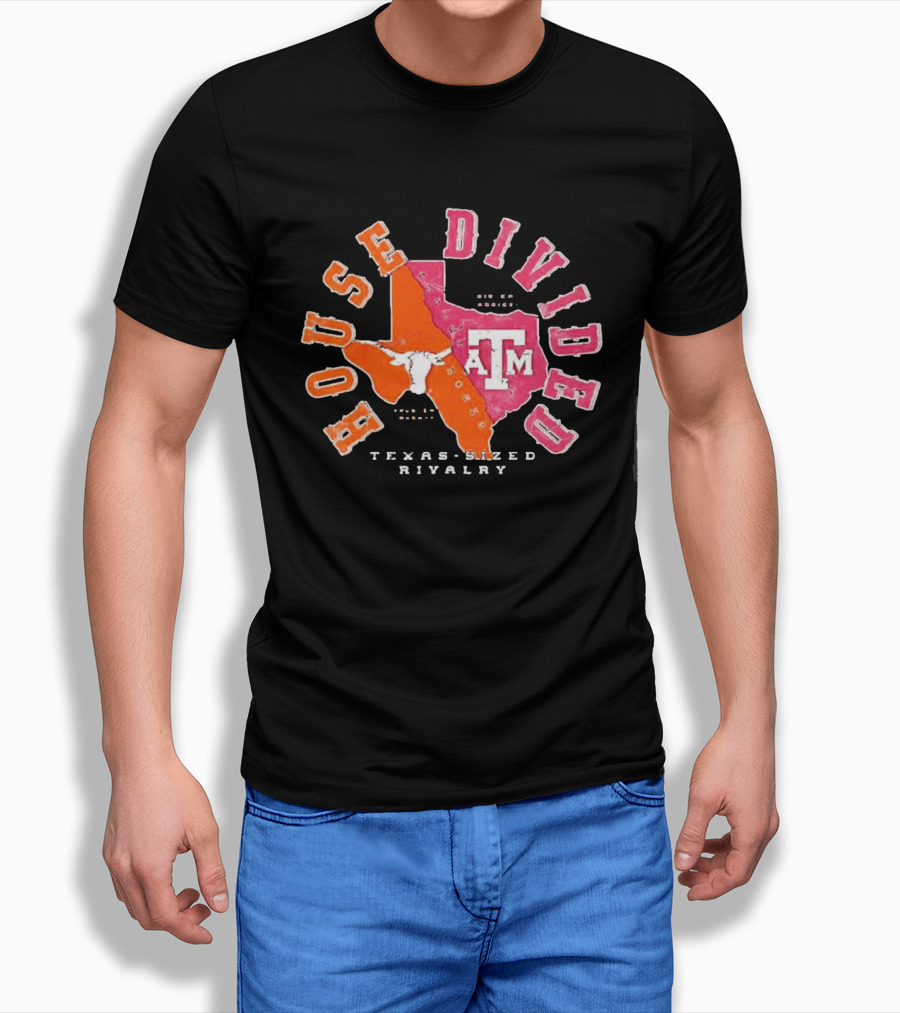 Texas A&M Vs Texas House Divided State Rivalry Gig Em Aggies Hoon Em Horn T-Shirt