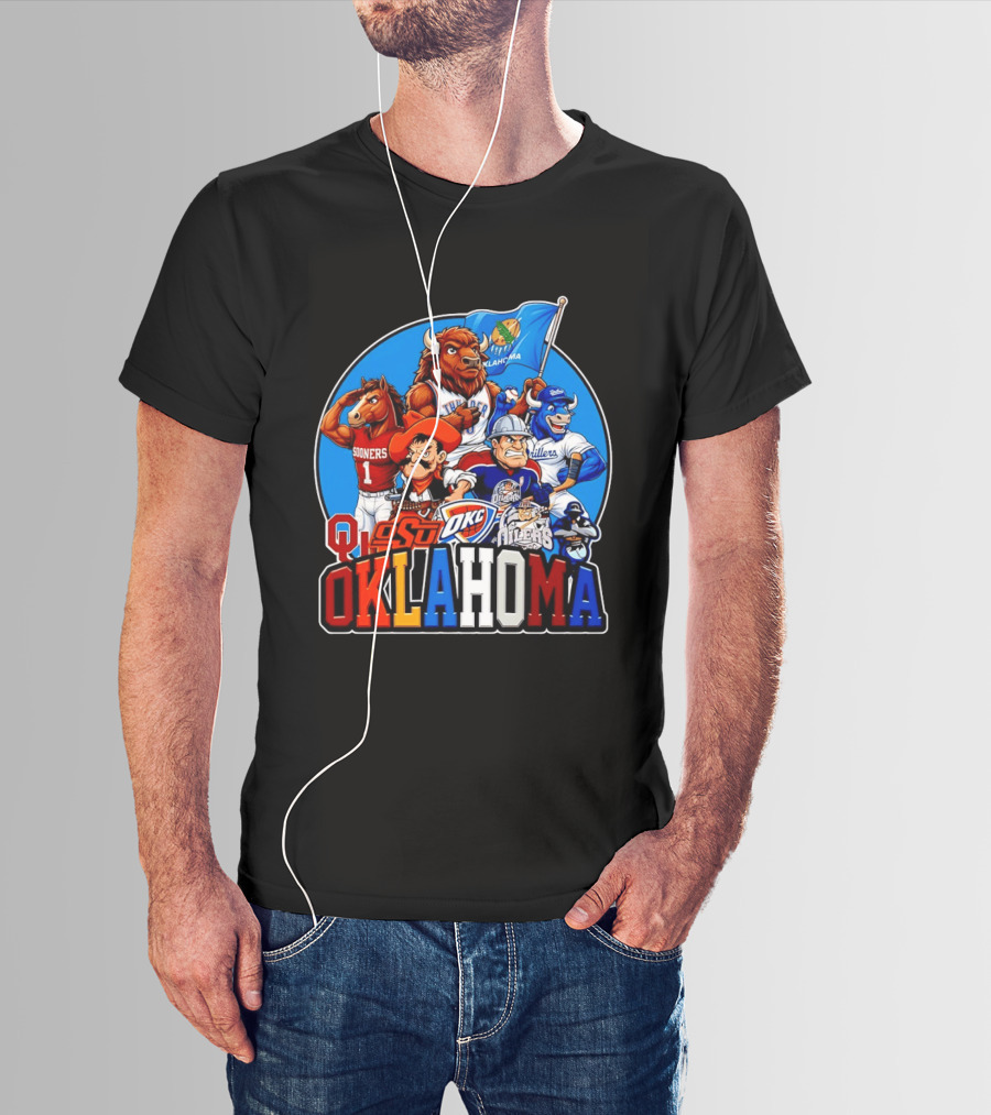 Oklahoma Sooners OSU OKC Thunder Drillers Oilers Mascots Collection T-Shirt