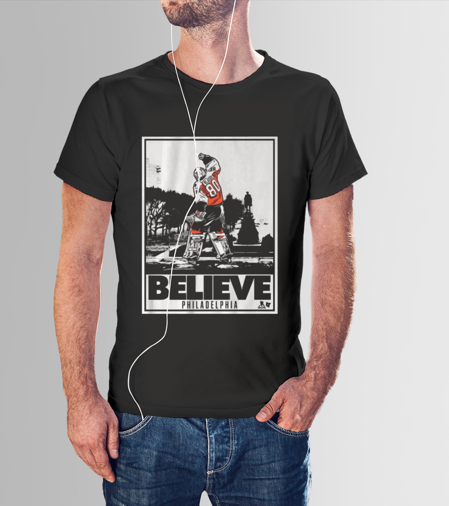 Dan Vladar 80 Jersey Believe Philadelphia Statue Hockey Scene T-Shirt
