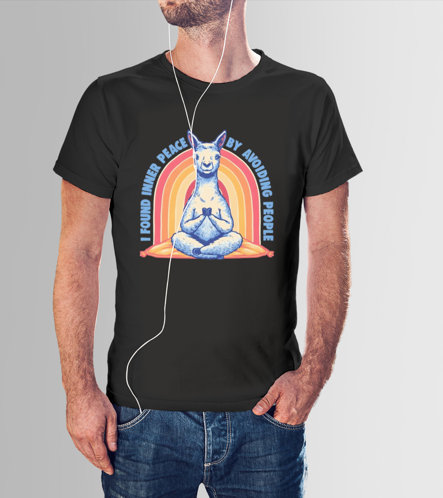 I Found Inner Peace By Avoiding People Meditating Llama Rainbow T-Shirt