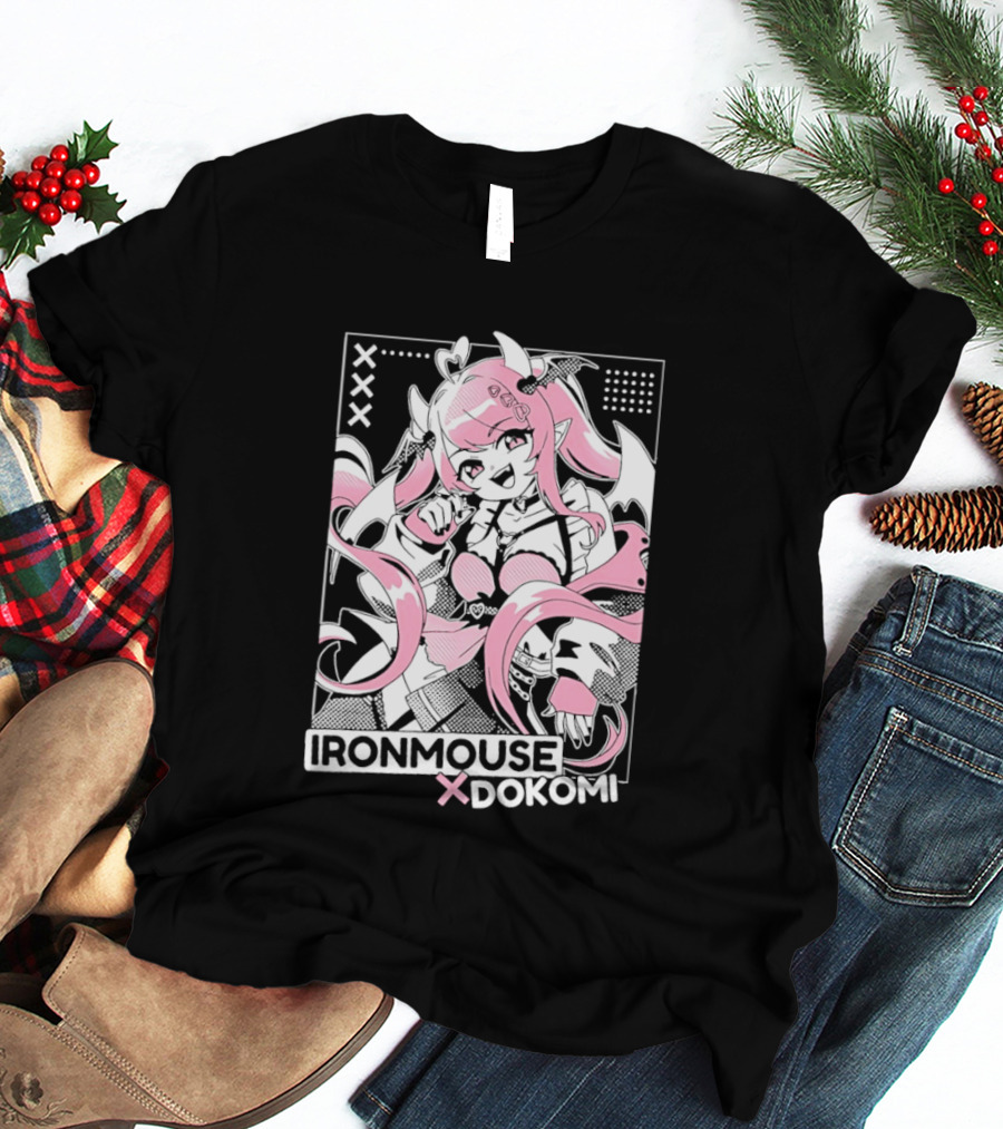 Ironmouse X Dokomi Exclusive Anime Pink Aesthetic T-Shirt