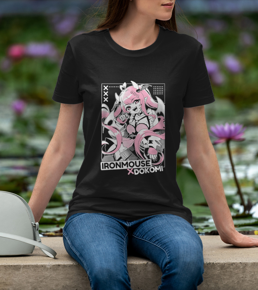 Ironmouse X Dokomi Exclusive Anime Pink Aesthetic T-Shirt