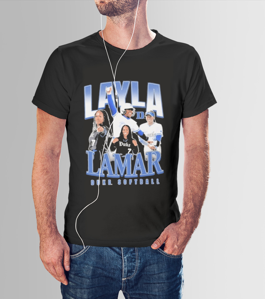 Layla Lamar Duke Blue Devils Softball 90s Baseball Team Celebration T-Shirt