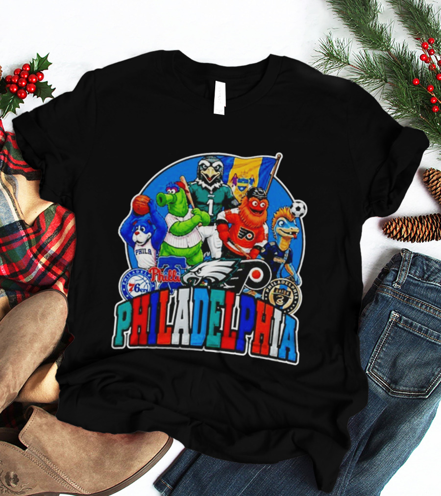 Philadelphia Philly Teams Mascot Eagles Flyers Phillies Sixers Union 76ers T-Shirt
