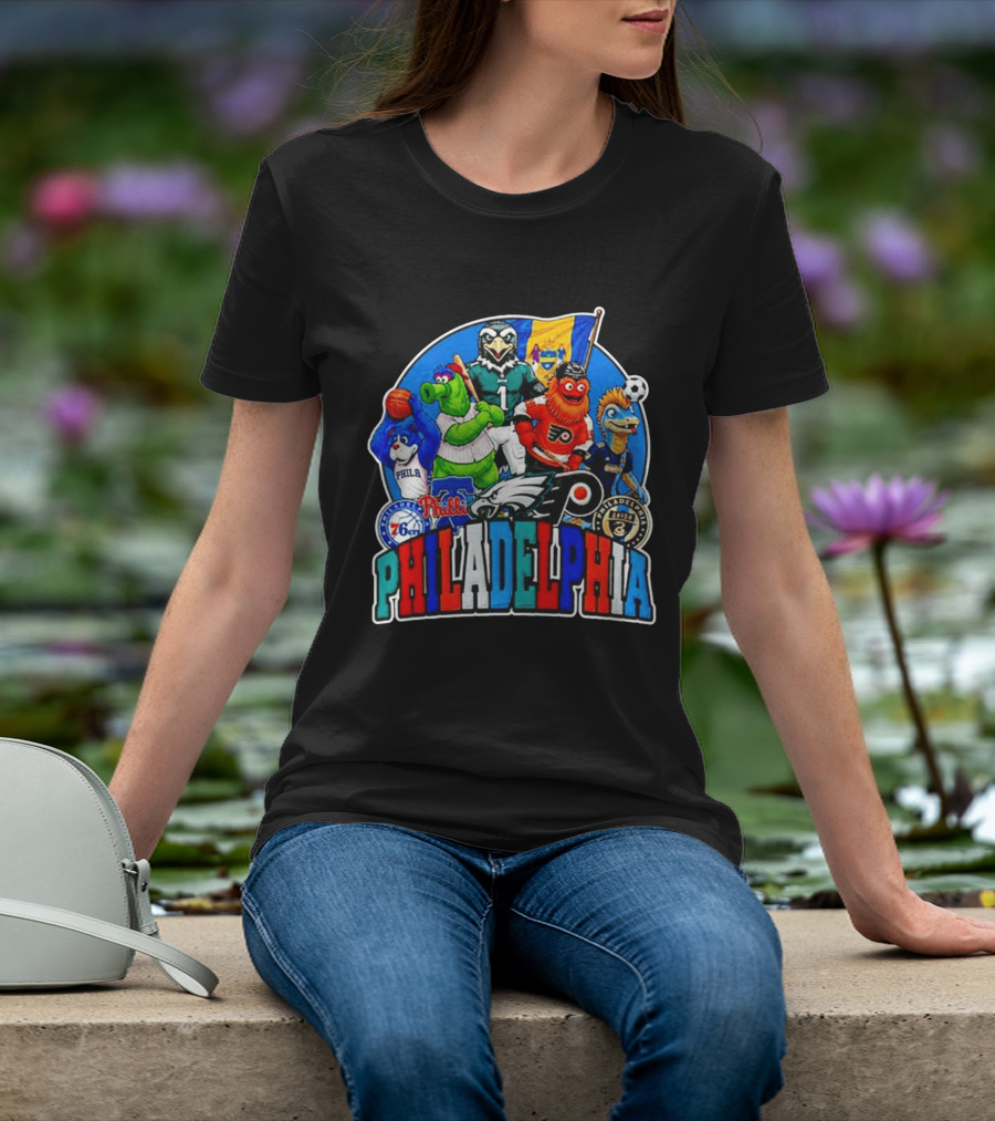 Philadelphia Philly Teams Mascot Eagles Flyers Phillies Sixers Union 76ers T-Shirt