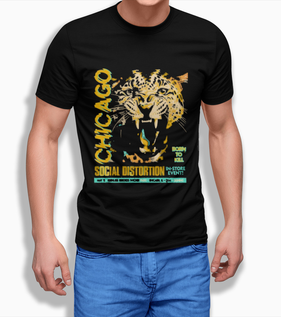 Social Distortion May 12 2025 Chicago IL Born To Kill Tiger T-Shirt