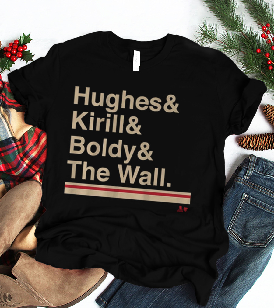 Hughes Kirill Boldy The Wall Minnesota Hockey Ampersand T-Shirt