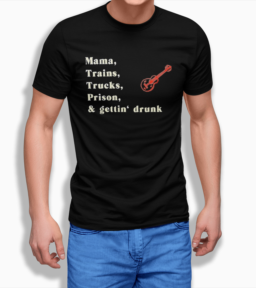 David Allan Coe Mama Trains Trucks Prison Getting Drunk Legend With Guitar T-Shirt