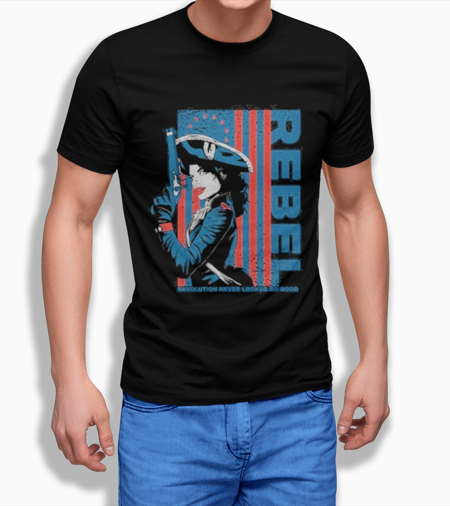 Women's Rebel Revolution Never Looked So Good Slim Fit 2026 American Flag Soldier T-Shirt
