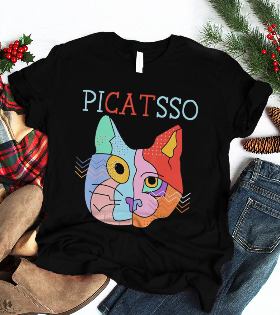 Picatsso Cat Colorful Cubist Style Artistry T-Shirt