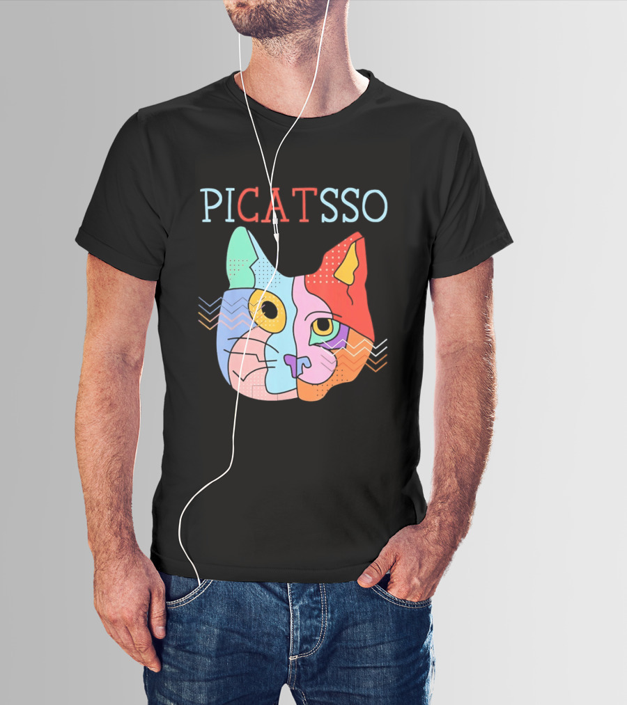 Picatsso Cat Colorful Cubist Style Artistry T-Shirt