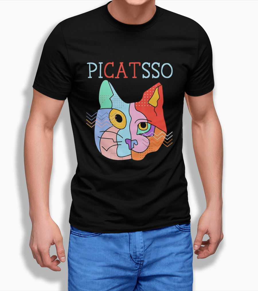 Picatsso Cat Colorful Cubist Style Artistry T-Shirt
