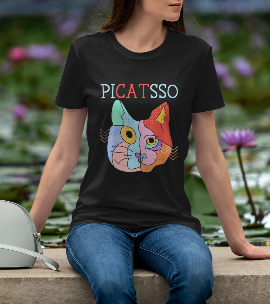 Picatsso Cat Colorful Cubist Style Artistry T-Shirt