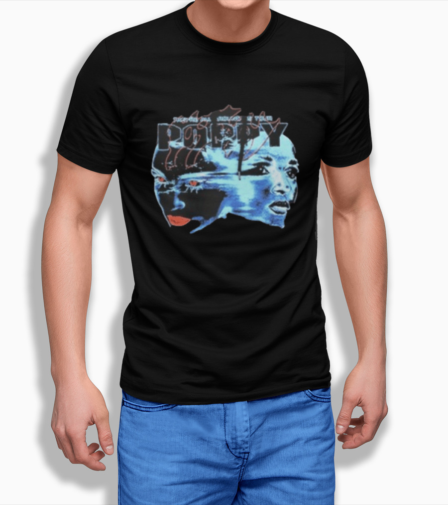 Poppy Split Poppy They're All Around Us Red Eyes Dual Faces Blue Tone T-Shirt
