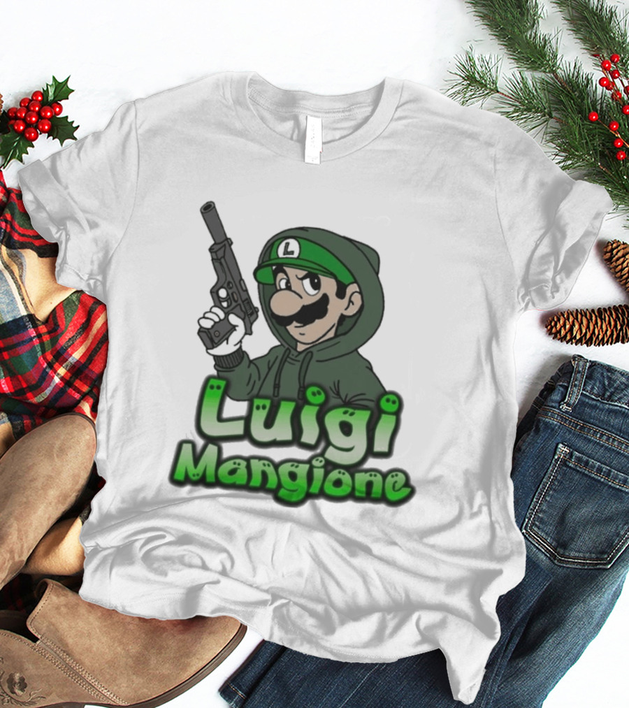 Luigi Mangione Super Mario Gun T-Shirt