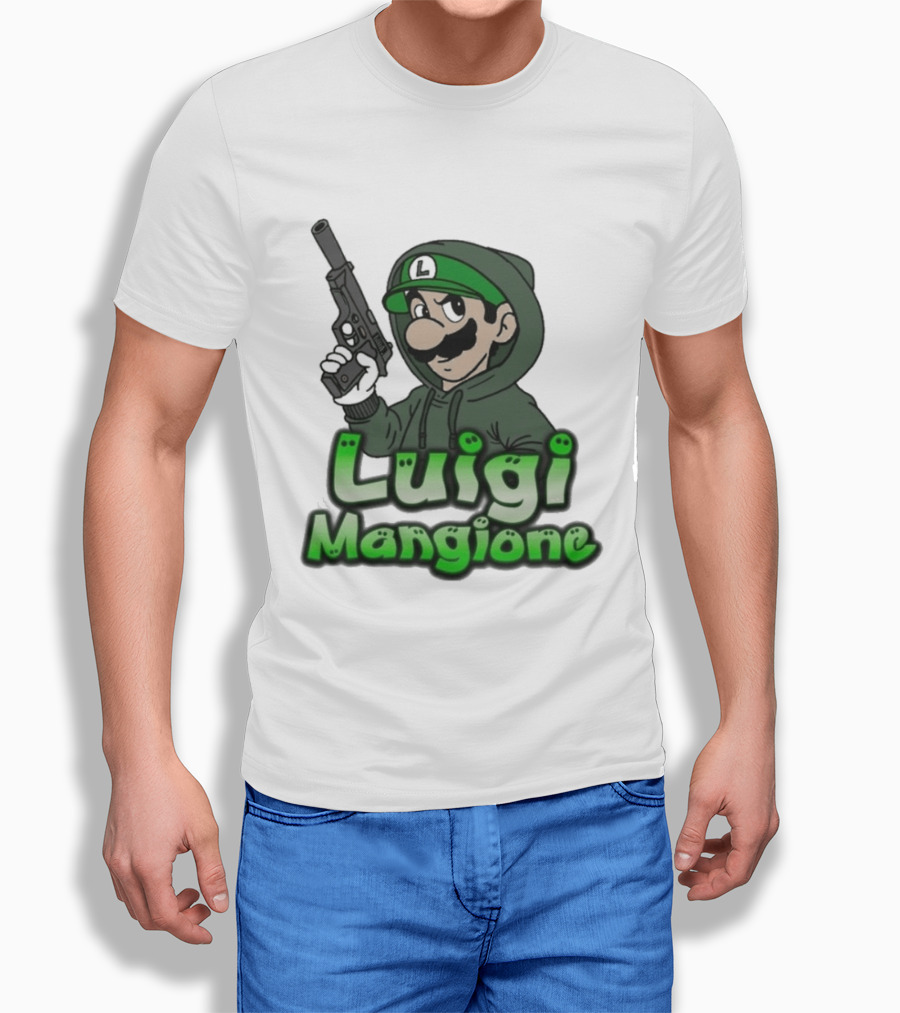 Luigi Mangione Super Mario Gun T-Shirt