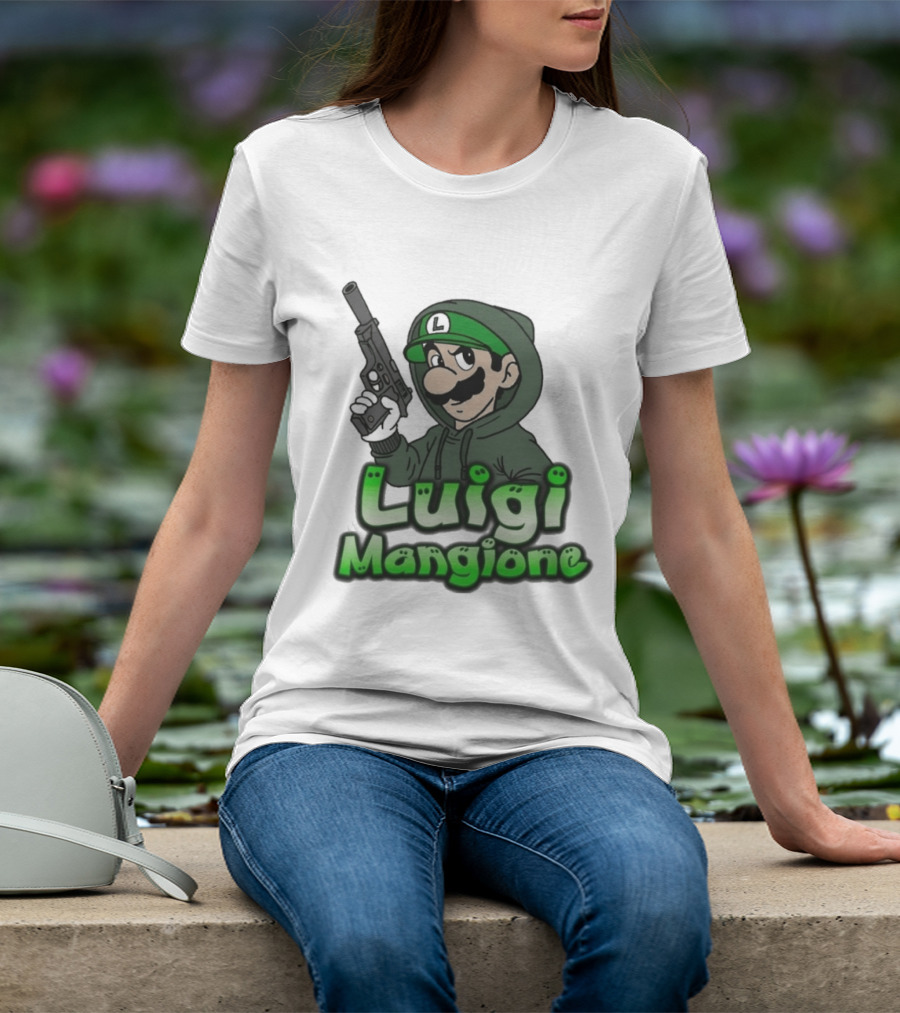 Luigi Mangione Super Mario Gun T-Shirt