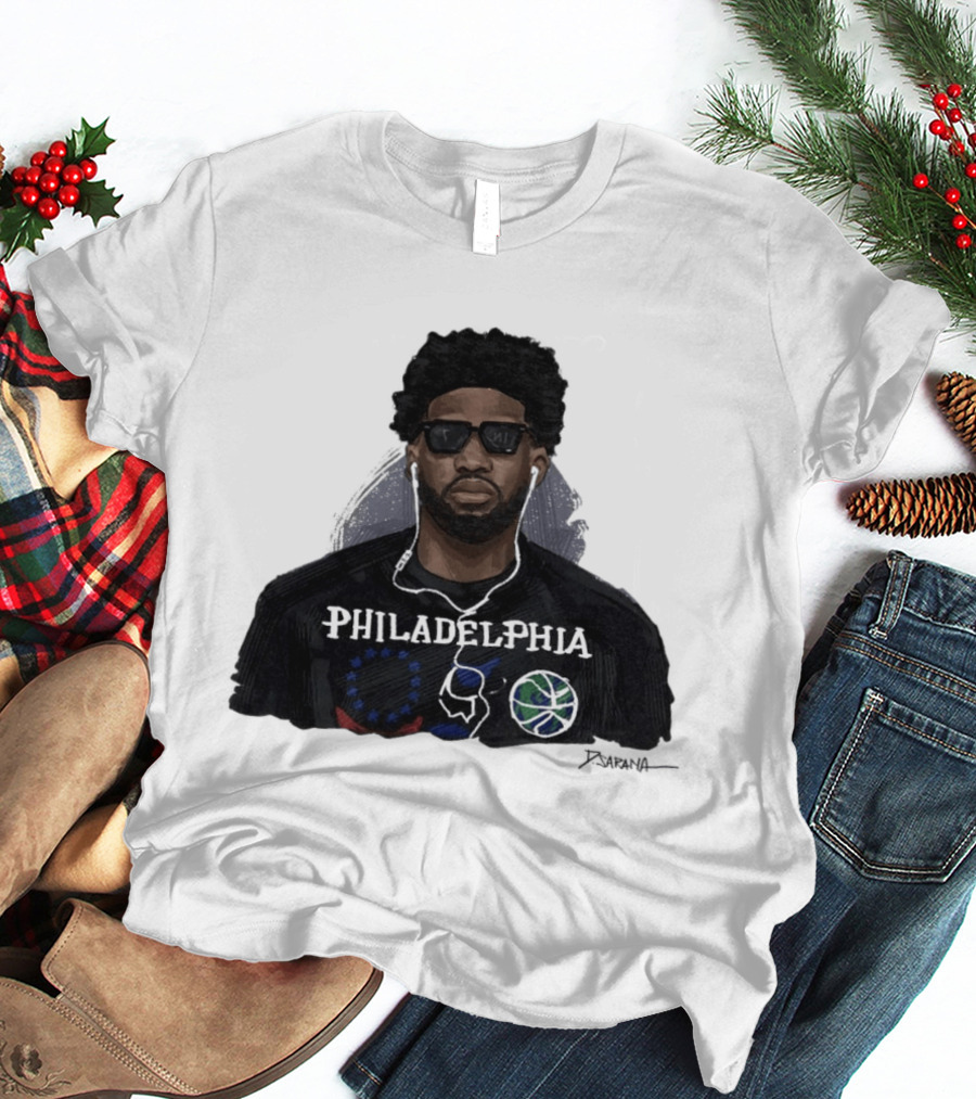 Philadelphia Basketball Sixers Joel Embiid Artwork By D. Sarana T-Shirt