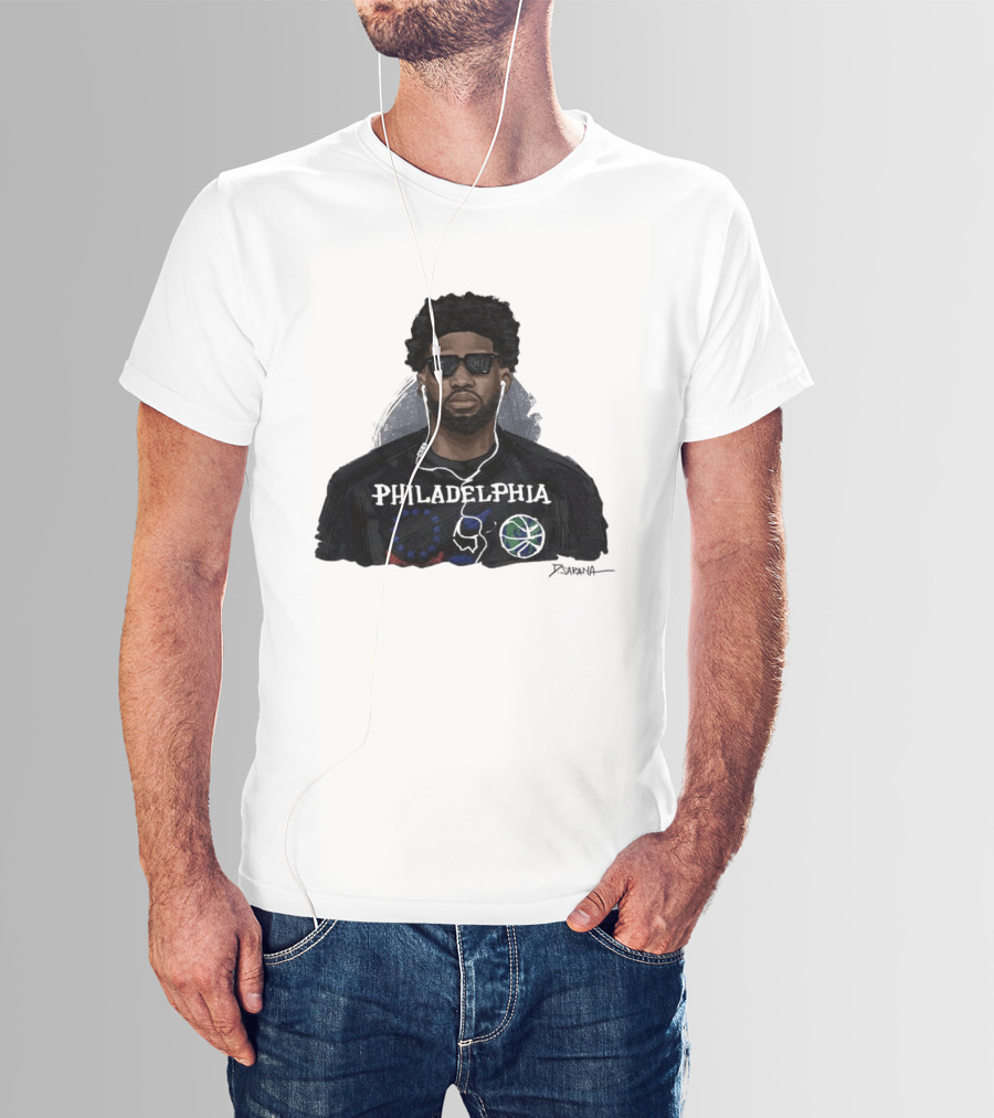 Philadelphia Basketball Sixers Joel Embiid Artwork By D. Sarana T-Shirt