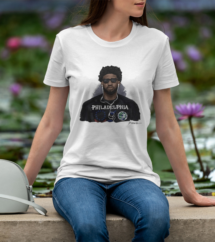 Philadelphia Basketball Sixers Joel Embiid Artwork By D. Sarana T-Shirt