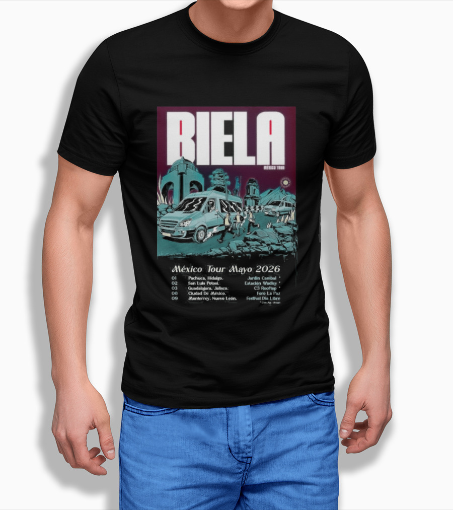 Biela Mexico Tour Mayo 2026 Monterrey Guadalajara Ciudad De Mexico T-Shirt