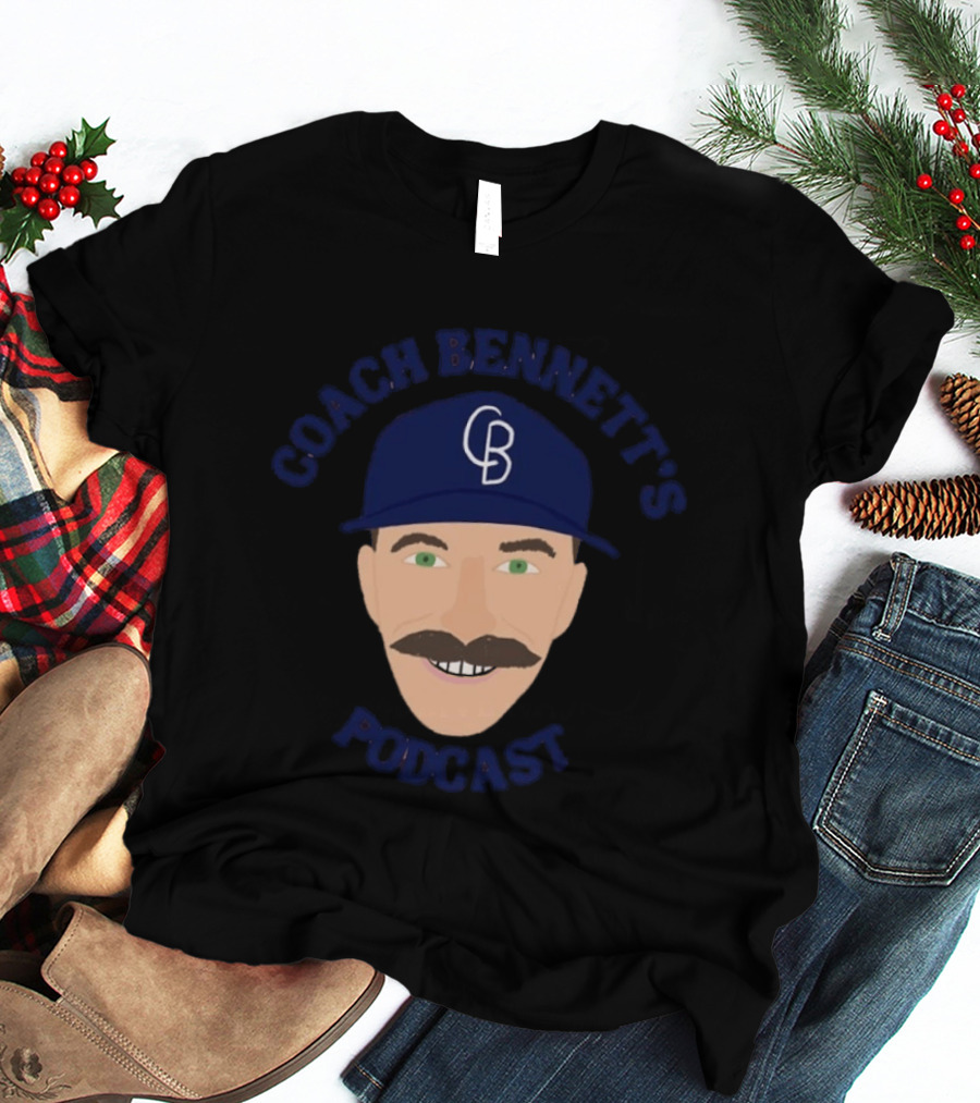 Coach Bennett's Podcast CB Hat Mustache Face T-Shirt