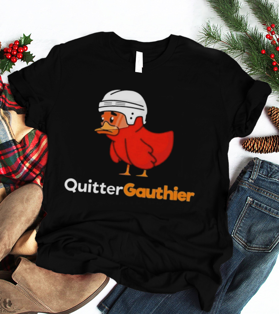 Philadelphia Flyers Quitter Gauthier 2026 NHL Hockey Controversial Helmeted Duck T-Shirt