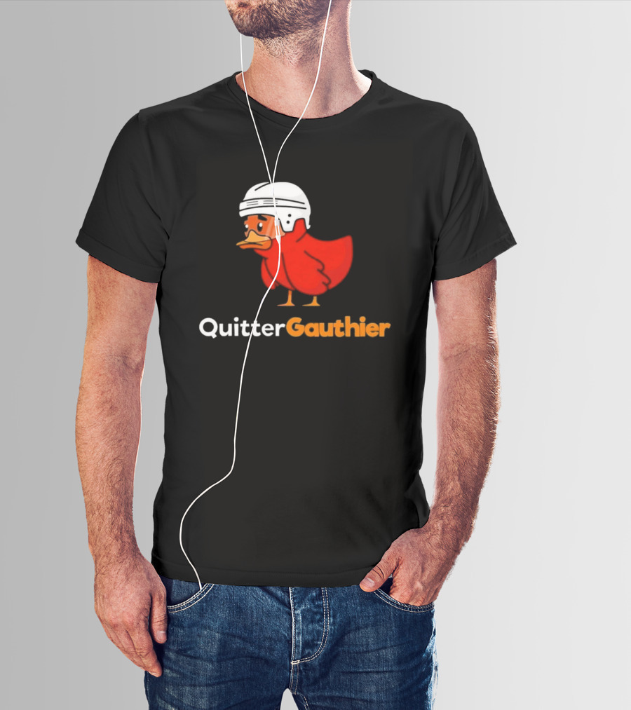 Philadelphia Flyers Quitter Gauthier 2026 NHL Hockey Controversial Helmeted Duck T-Shirt