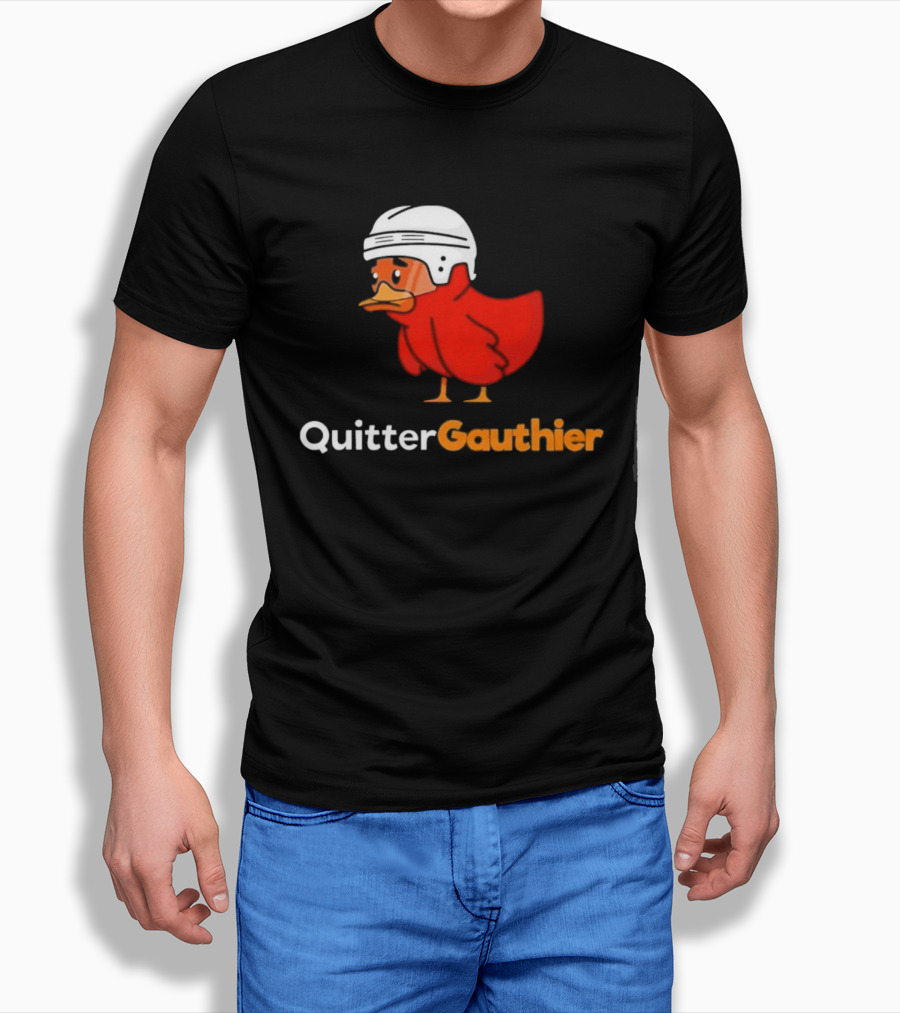 Philadelphia Flyers Quitter Gauthier 2026 NHL Hockey Controversial Helmeted Duck T-Shirt