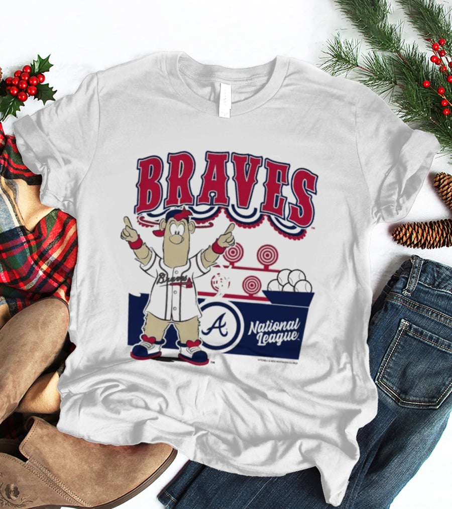 Atlanta Braves Mitchell & Ness Cream Step Back Up Cartoon Character National League T-Shirt